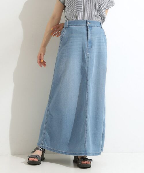 SHOO・LA・RUE / シューラルー デニムスカート | 【洗える/S-LL】大人カジュアル デニムロングスカート(ブルー(092))