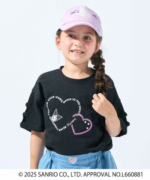 SHOO・LA・RUE/シューラルー 【サンリオキャラクターズ】袖デザインTシャツ ブラック(019) 15(150cm) SHOO・LA・RUE/シューラルー 【サンリオキャラクターズ】袖デザインTシャツ ブラック(019) 15(150cm)