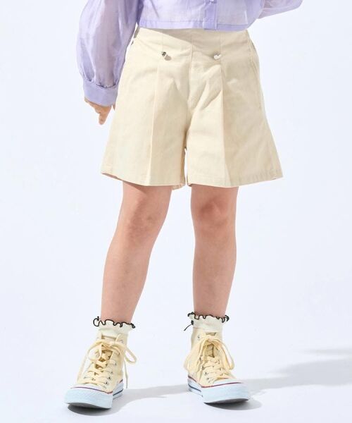 SHOO・LA・RUE / シューラルー ショート・ハーフ・半端丈パンツ | 【130-150cm】ハートモチーフに心ときめく ハイウエストショートパンツ(アイボリー(004))