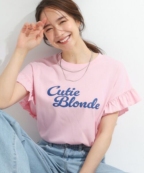SHOO・LA・RUE/シューラルー 【S-LL/汗ジミ軽減/ひんやり/UVカット】フリルTシャツ ライトピンク(070) 02(M) SHOO・LA・RUE/シューラルー 【S-LL/汗ジミ軽減/ひんやり/UVカット】フリルTシャツ ライトピンク(070) 02(M)
