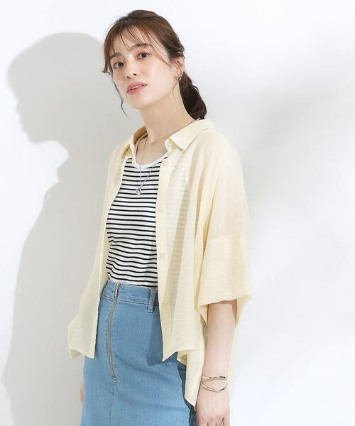 SHOO・LA・RUE / シューラルー シャツ・ブラウス | ゆるっと感がこなれ見え ワッシャーシアー半袖シャツ | 詳細10