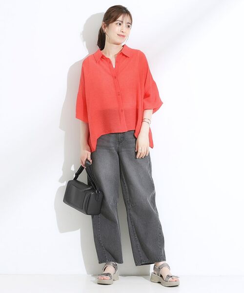 SHOO・LA・RUE / シューラルー シャツ・ブラウス | ゆるっと感がこなれ見え ワッシャーシアー半袖シャツ | 詳細15