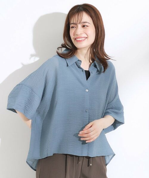 SHOO・LA・RUE / シューラルー シャツ・ブラウス | ゆるっと感がこなれ見え ワッシャーシアー半袖シャツ | 詳細17