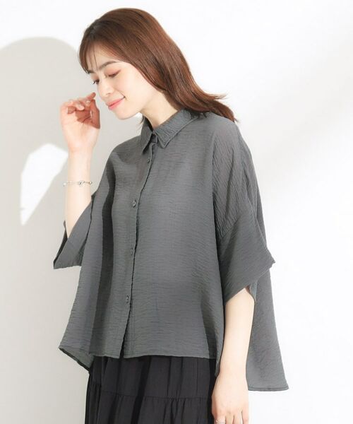 SHOO・LA・RUE / シューラルー シャツ・ブラウス | ゆるっと感がこなれ見え ワッシャーシアー半袖シャツ | 詳細2