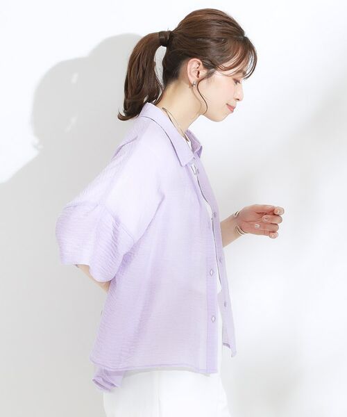 SHOO・LA・RUE / シューラルー シャツ・ブラウス | ゆるっと感がこなれ見え ワッシャーシアー半袖シャツ | 詳細22