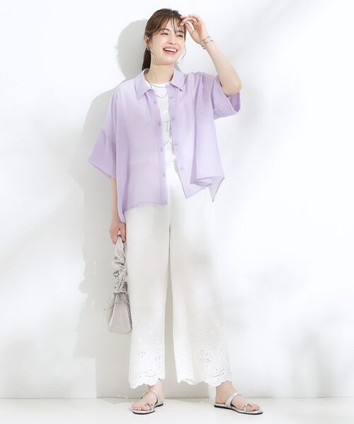 SHOO・LA・RUE / シューラルー シャツ・ブラウス | ゆるっと感がこなれ見え ワッシャーシアー半袖シャツ | 詳細23