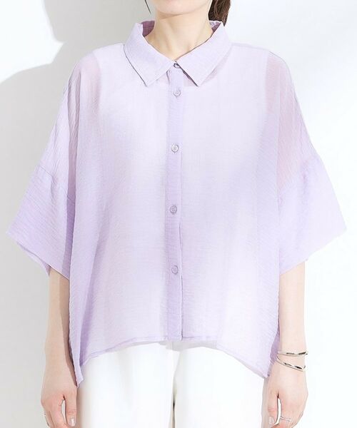 SHOO・LA・RUE / シューラルー シャツ・ブラウス | ゆるっと感がこなれ見え ワッシャーシアー半袖シャツ | 詳細25