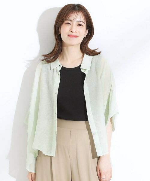 SHOO・LA・RUE / シューラルー シャツ・ブラウス | ゆるっと感がこなれ見え ワッシャーシアー半袖シャツ | 詳細5