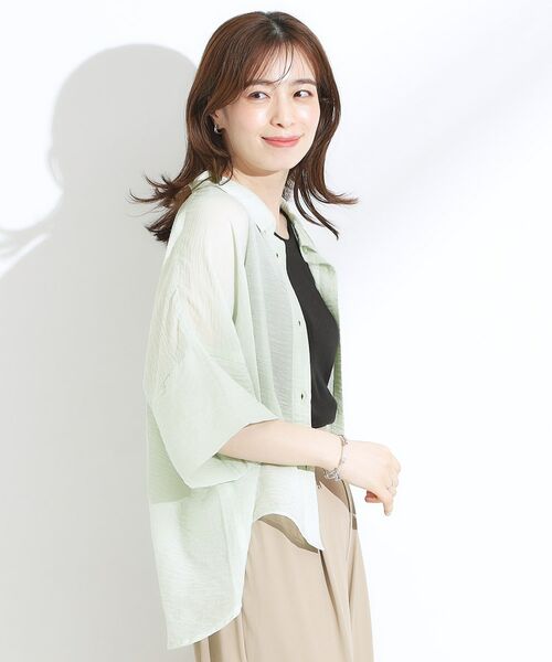 SHOO・LA・RUE / シューラルー シャツ・ブラウス | ゆるっと感がこなれ見え ワッシャーシアー半袖シャツ | 詳細6