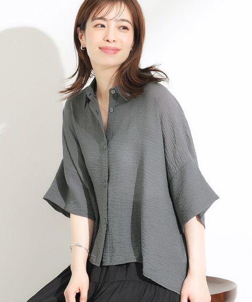 セール】 ゆるっと感がこなれ見え ワッシャーシアー半袖シャツ