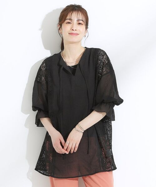 SHOO・LA・RUE / シューラルー シャツ・ブラウス | 【着丈選べる】一枚でこなれ見え サイドレースブラウス | 詳細1