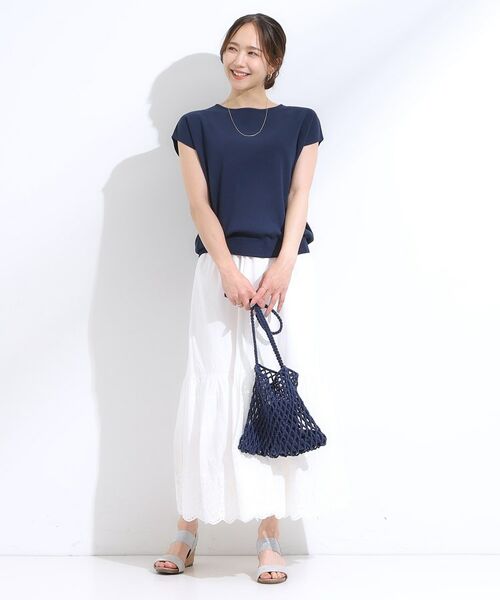 SHOO・LA・RUE / シューラルー ニット・セーター | 【洗える/S-LL/ひんやり】さらりと好印象 総針フレンチスリーブニット | 詳細3