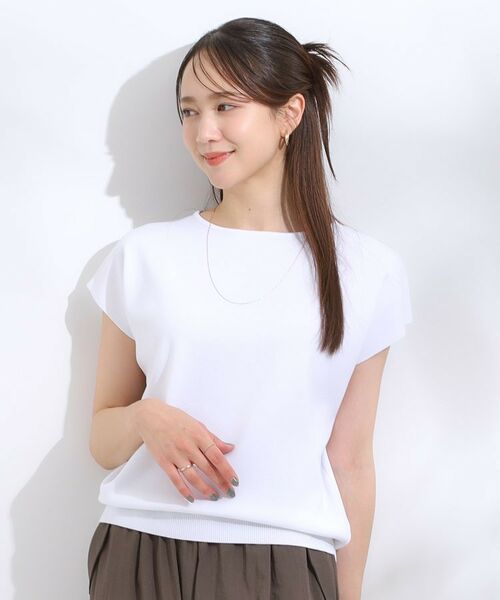SHOO・LA・RUE / シューラルー ニット・セーター | 【洗える/S-LL/ひんやり】さらりと好印象 総針フレンチスリーブニット | 詳細5