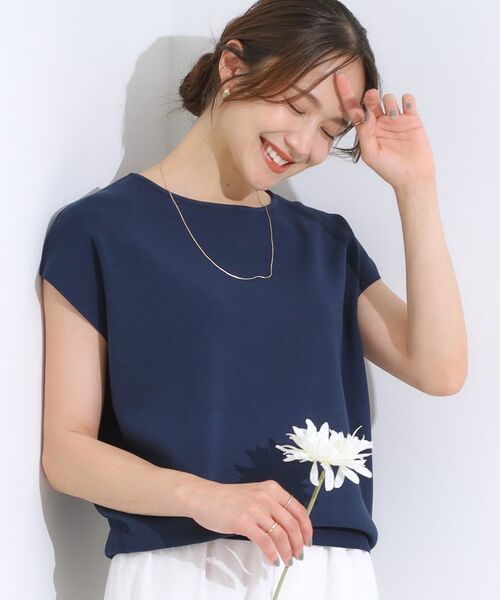 SHOO・LA・RUE / シューラルー ニット・セーター | 【洗える/S-LL/ひんやり】さらりと好印象 総針フレンチスリーブニット(ネイビー(094))