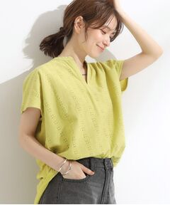 SHOO・LA・RUE / シューラルー カットソー | 【S-LL】抜け感とすっきり見えを叶える 刺繍レース スキッパー襟トップス