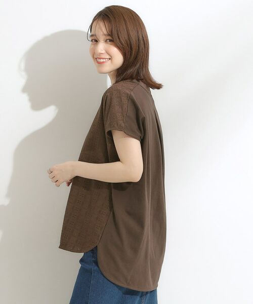 SHOO・LA・RUE / シューラルー カットソー | 【S-LL】抜け感とすっきり見えを叶える 刺繍レース スキッパー襟トップス | 詳細10