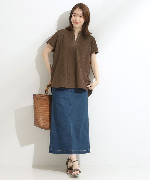 SHOO・LA・RUE / シューラルー カットソー | 【S-LL】抜け感とすっきり見えを叶える 刺繍レース スキッパー襟トップス | 詳細11