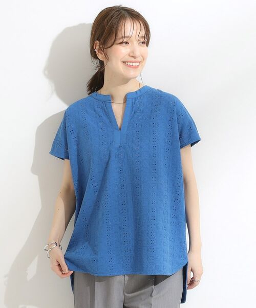 SHOO・LA・RUE / シューラルー カットソー | 【S-LL】抜け感とすっきり見えを叶える 刺繍レース スキッパー襟トップス | 詳細13