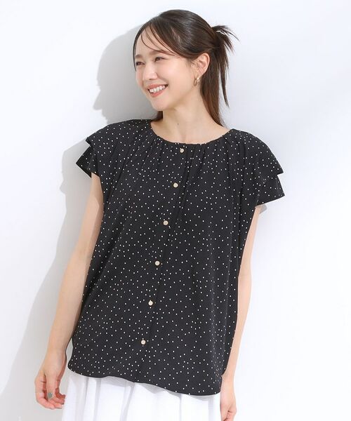 SHOO・LA・RUE / シューラルー シャツ・ブラウス | 【S-LL/ひんやり】きちんと見えで好印象 ドット柄デザイントップス | 詳細1