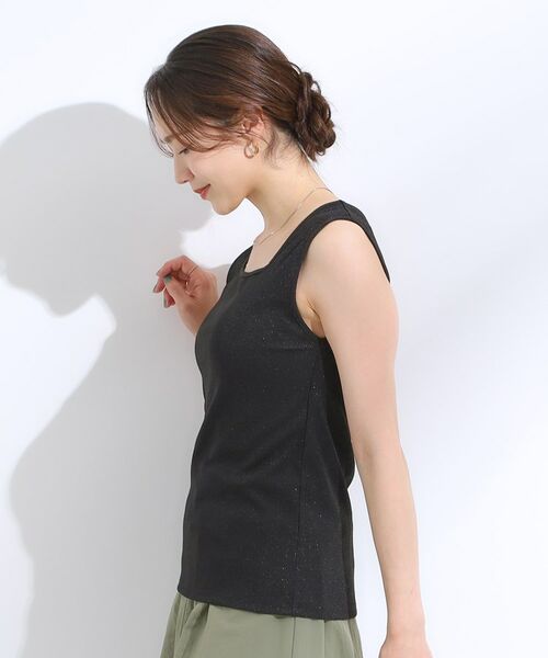 SHOO・LA・RUE / シューラルー キャミソール・チューブトップ | 【S-LL】デコルテラインをきれいに魅せる ラメテレコタンクトップ | 詳細10