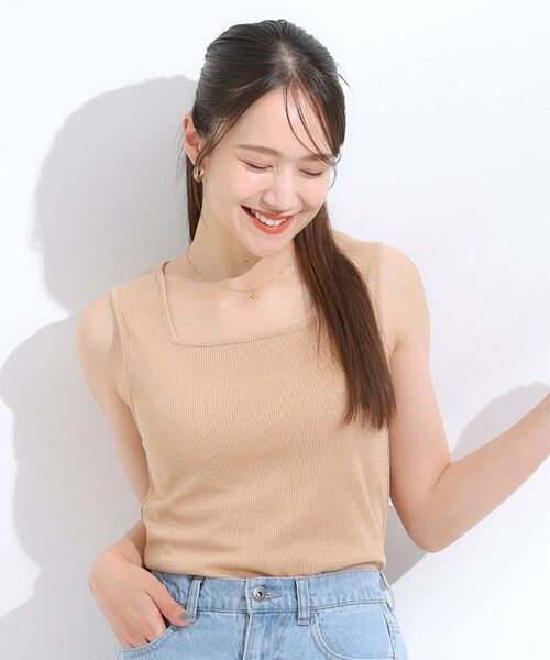 SHOO・LA・RUE / シューラルー キャミソール・チューブトップ | 【S-LL】デコルテラインをきれいに魅せる ラメテレコタンクトップ | 詳細13