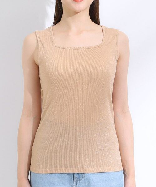 SHOO・LA・RUE / シューラルー キャミソール・チューブトップ | 【S-LL】デコルテラインをきれいに魅せる ラメテレコタンクトップ | 詳細17