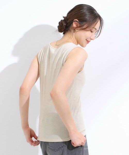 SHOO・LA・RUE / シューラルー キャミソール・チューブトップ | 【S-LL】デコルテラインをきれいに魅せる ラメテレコタンクトップ | 詳細6