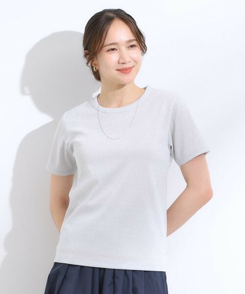 SHOO・LA・RUE / シューラルー カットソー | 【S-LL】大人のラメ感 テレコ半袖トップス | 詳細1