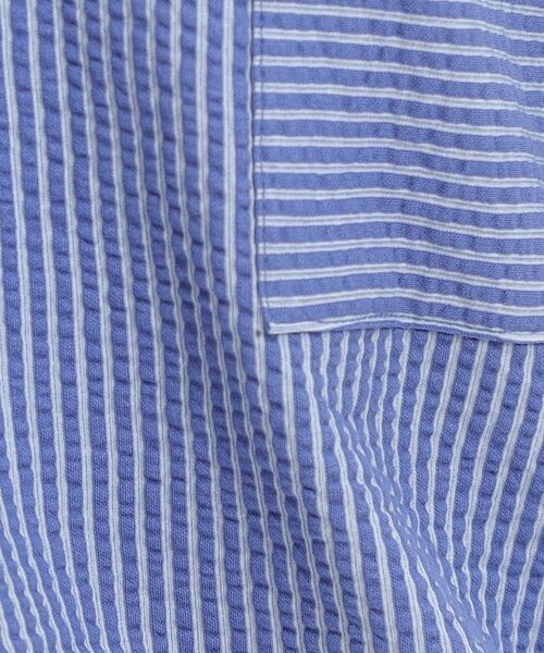 SHOO・LA・RUE / シューラルー カットソー | 【洗える/S-LL】シルエット変化を楽しめる サッカーストライプ柄スキッパートップス | 詳細14