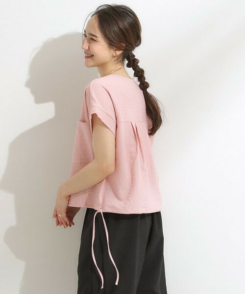 SHOO・LA・RUE / シューラルー カットソー | 【洗える/S-LL】シルエット変化を楽しめる サッカーストライプ柄スキッパートップス | 詳細18