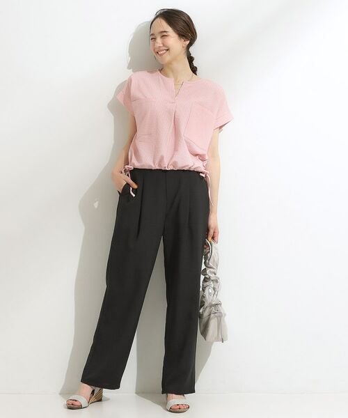 SHOO・LA・RUE / シューラルー カットソー | 【洗える/S-LL】シルエット変化を楽しめる サッカーストライプ柄スキッパートップス | 詳細19