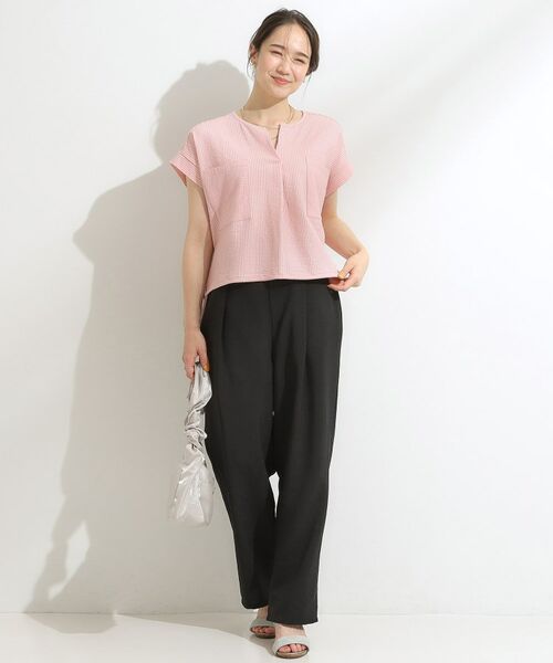 SHOO・LA・RUE / シューラルー カットソー | 【洗える/S-LL】シルエット変化を楽しめる サッカーストライプ柄スキッパートップス | 詳細20