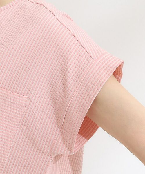 SHOO・LA・RUE / シューラルー カットソー | 【洗える/S-LL】シルエット変化を楽しめる サッカーストライプ柄スキッパートップス | 詳細27