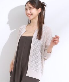 SHOO・LA・RUE / シューラルー カーディガン・ボレロ | 【S-LL】透かし編みが大人上品 マルチボタンニットカーディガン
