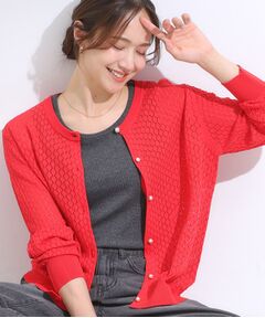 SHOO・LA・RUE / シューラルー カーディガン・ボレロ | 【S-LL】透かし編みが大人上品 マルチボタンニットカーディガン