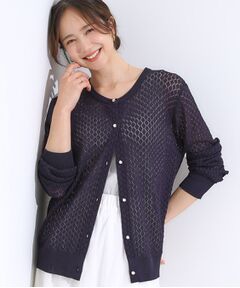 SHOO・LA・RUE / シューラルー カーディガン・ボレロ | 【S-LL】透かし編みが大人上品 マルチボタンニットカーディガン