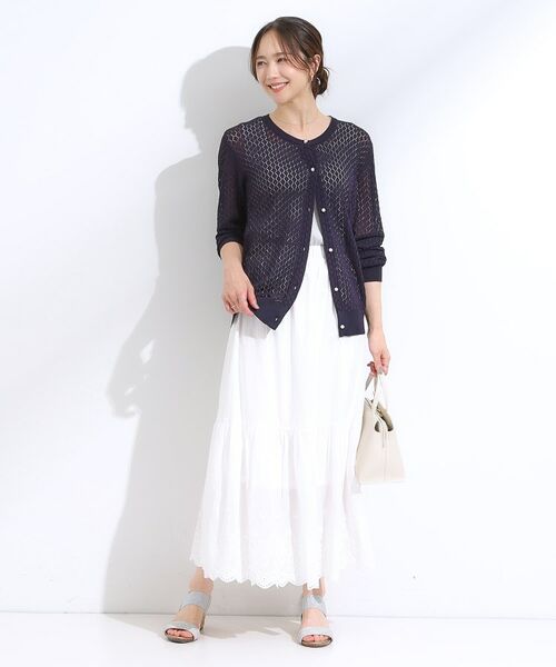SHOO・LA・RUE / シューラルー カーディガン・ボレロ | 【S-LL】透かし編みが大人上品 マルチボタンニットカーディガン | 詳細11