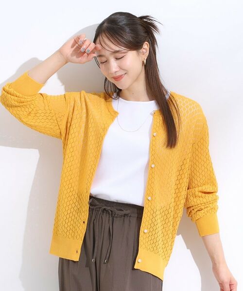 SHOO・LA・RUE / シューラルー カーディガン・ボレロ | 【S-LL】透かし編みが大人上品 マルチボタンニットカーディガン | 詳細13