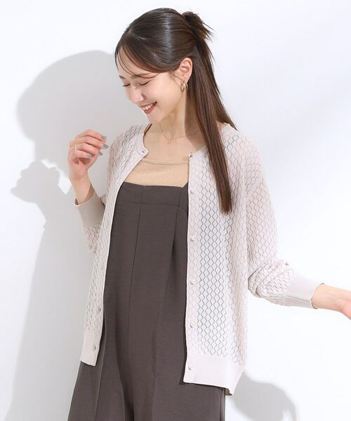 SHOO・LA・RUE / シューラルー カーディガン・ボレロ | 【S-LL】透かし編みが大人上品 マルチボタンニットカーディガン | 詳細2