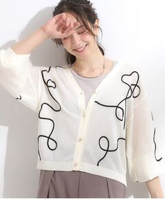 SHOO・LA・RUE / シューラルー カーディガン・ボレロ | ニュアンスデザインがこなれ見え 刺繍デザイン シアーカーディガン