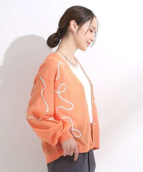SHOO・LA・RUE / シューラルー カーディガン・ボレロ | ニュアンスデザインがこなれ見え 刺繍デザイン シアーカーディガン | 詳細10