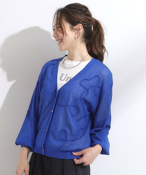 SHOO・LA・RUE / シューラルー カーディガン・ボレロ | ニュアンスデザインがこなれ見え 刺繍デザイン シアーカーディガン | 詳細13