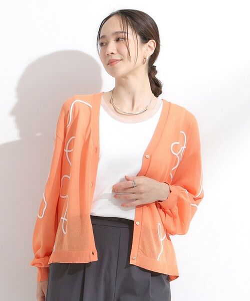 SHOO・LA・RUE / シューラルー カーディガン・ボレロ | ニュアンスデザインがこなれ見え 刺繍デザイン シアーカーディガン | 詳細9