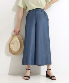 SHOO・LA・RUE / シューラルー デニムパンツ | 【洗える/S-LL/ひんやり】金ボタンがアクセント　大人のデニムガウチョパンツ