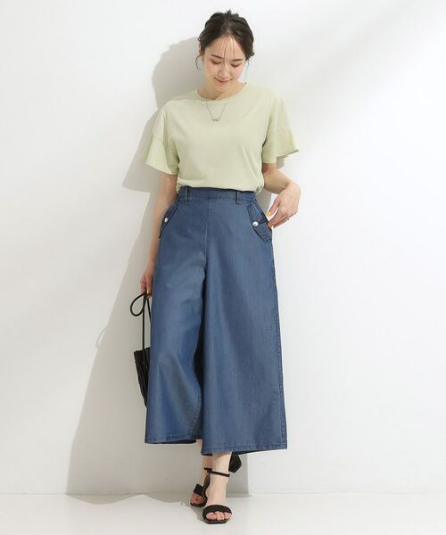 SHOO・LA・RUE / シューラルー デニムパンツ | 【洗える/S-LL/ひんやり】金ボタンがアクセント 大人のデニムガウチョパンツ | 詳細3