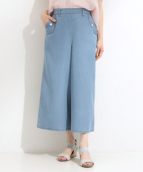 SHOO・LA・RUE / シューラルー デニムパンツ | 【洗える/S-LL/ひんやり】金ボタンがアクセント 大人のデニムガウチョパンツ | 詳細5