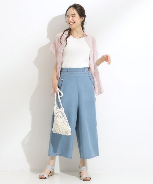 SHOO・LA・RUE / シューラルー デニムパンツ | 【洗える/S-LL/ひんやり】金ボタンがアクセント 大人のデニムガウチョパンツ | 詳細7