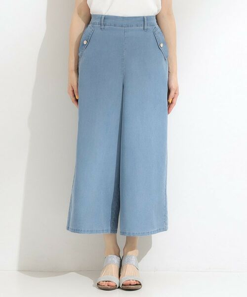 SHOO・LA・RUE / シューラルー デニムパンツ | 【洗える/S-LL/ひんやり】金ボタンがアクセント 大人のデニムガウチョパンツ | 詳細9