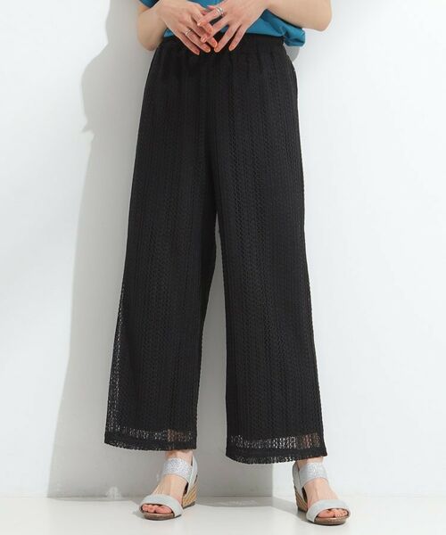 SHOO・LA・RUE / シューラルー パンツ | 【S-LL】クロシェ風レースイージーワイドパンツ | 詳細1