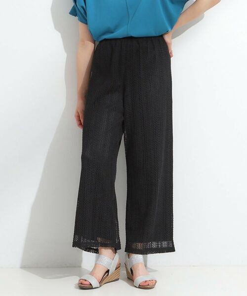 SHOO・LA・RUE / シューラルー パンツ | 【S-LL】クロシェ風レースイージーワイドパンツ(ブラック(019))